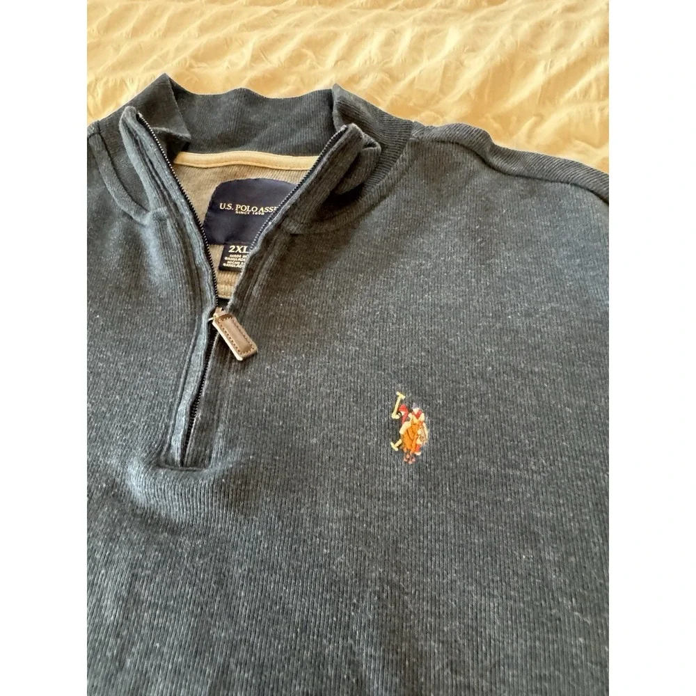 Lot Of 2 -US Polo‎ Assn Quarter Zip Sweater Men 2XL 1/4 Zip Pony Knit